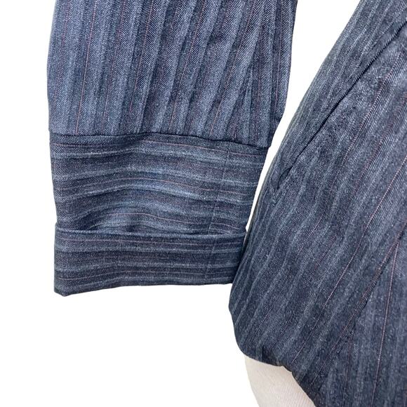 GARY GRAHAM Double Layer Faux Leather Pinstriped Black Gray Blazer Size 4 - Picture 14 of 14